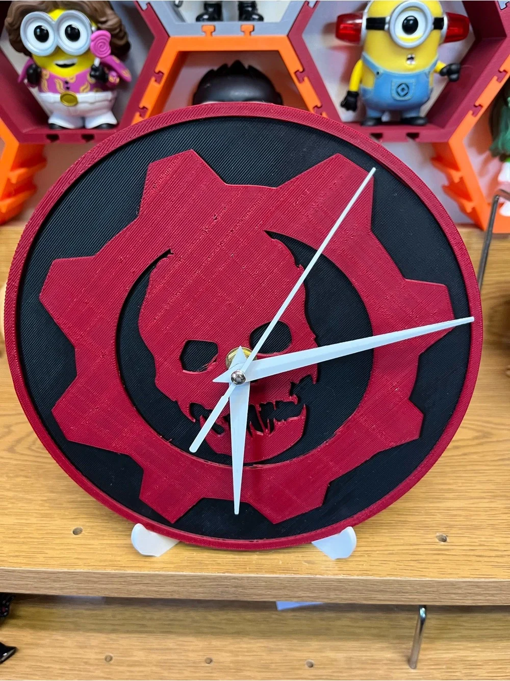 Red and Black Gear Skull Wall Clock - Branded Design